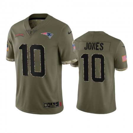 Miesten New England Patriots NFL Pelipaita Mac Jones 10 Olive 2022 Salute To Service Limited